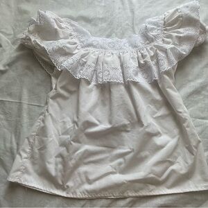 Traditional Mexican White Lace Ruffle Top